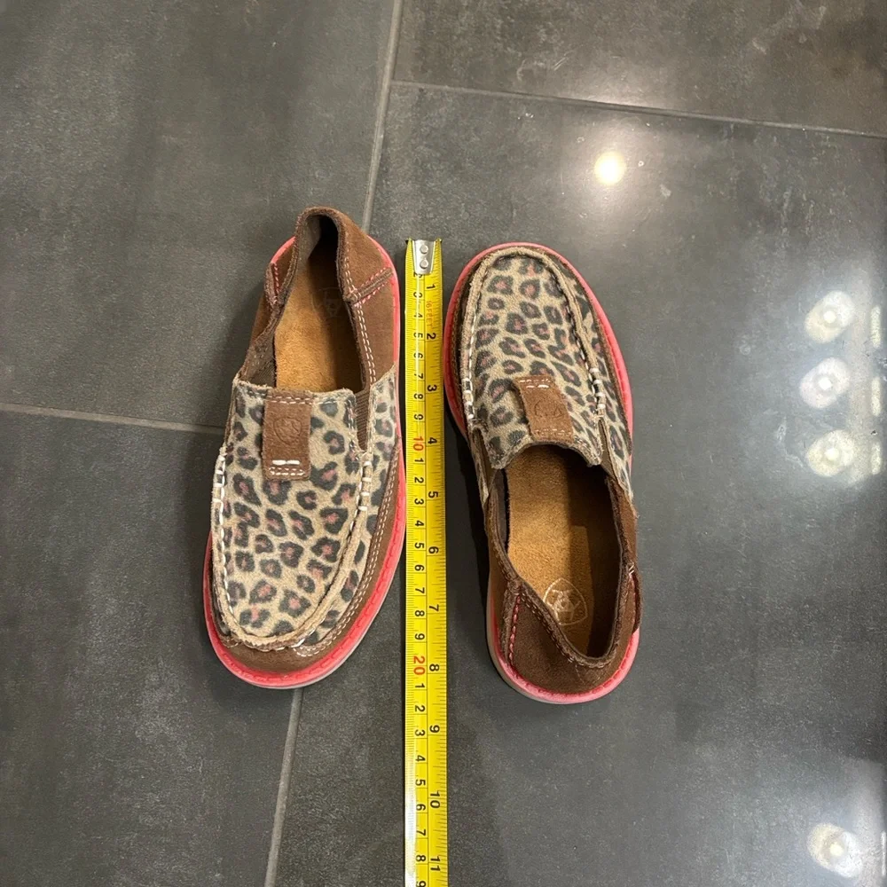 Ariat Kids Leopard Print Slip-On Shoes with Brown and Pink Accents
